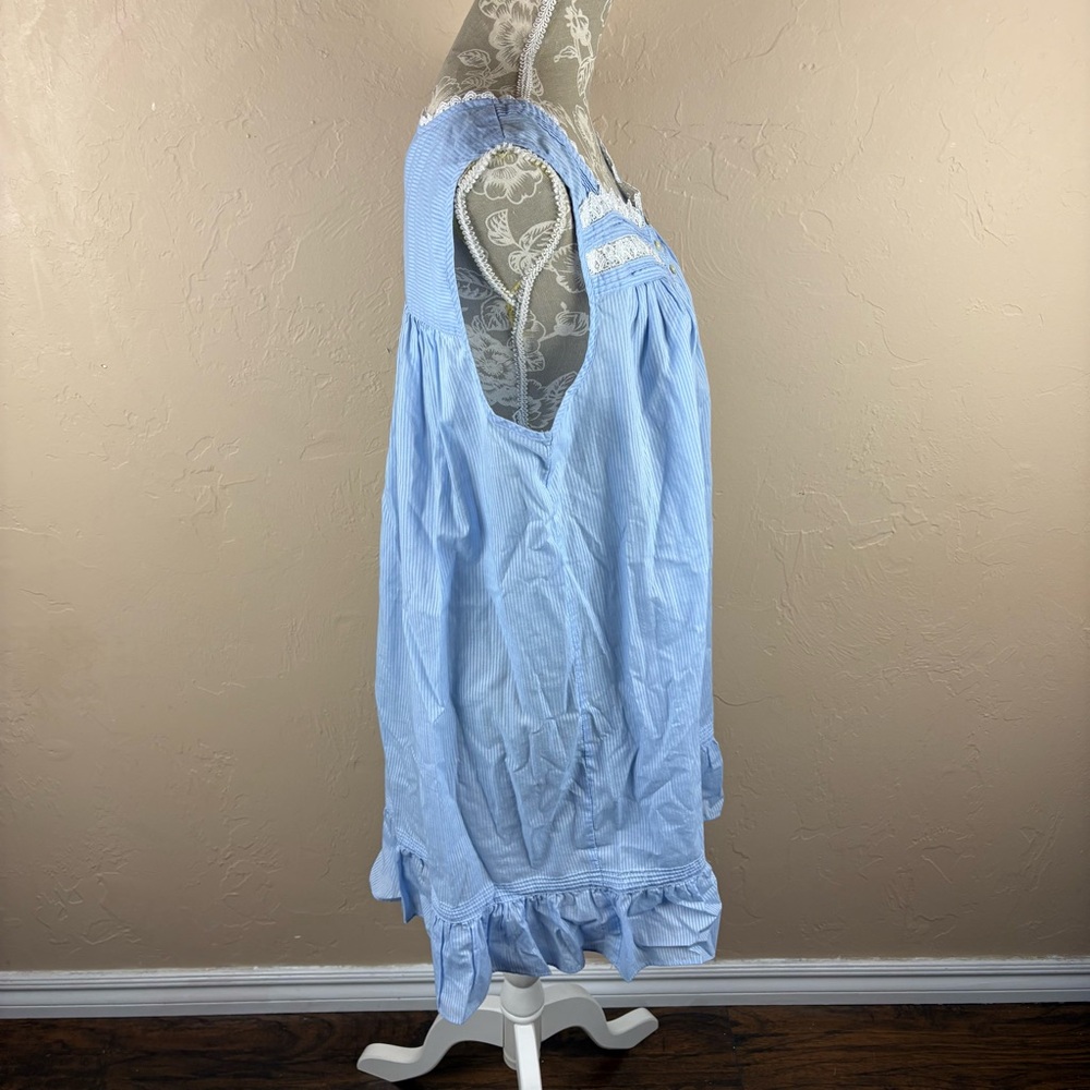Eileen West Blue Nightgown Nightie Chemise Embroidered Ribbon Women’s size large - Picture 9 of 11